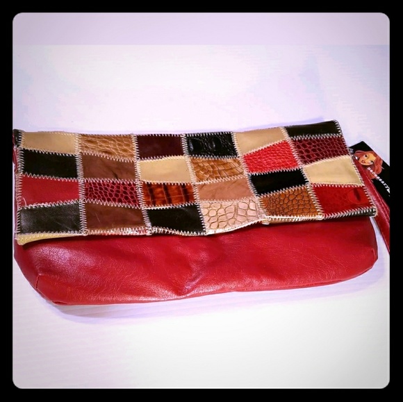 Necessary Objects Handbags - NWT Necessary Objects Leather Patchwork Clutch